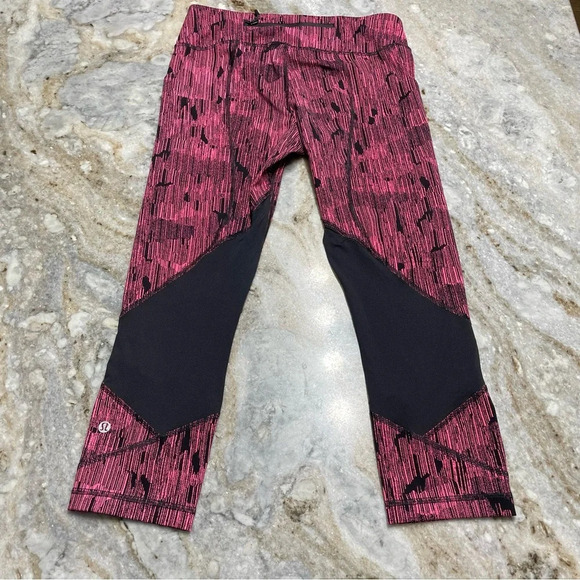 Lululemon Pace Rival Crop (19") Down Pour Electric Coral Black / Black size 6 - Picture 12 of 13